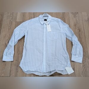 $665 Mens SIMONE ROCHA Multi Stripe LS Sport Shirt White/Blue Medium